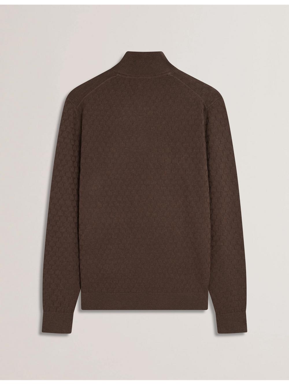 Men Ted Baker KURNLE - T Knit Half Zip Funnel Neck Jumpers Brown | Egypt  GQUKI-0573