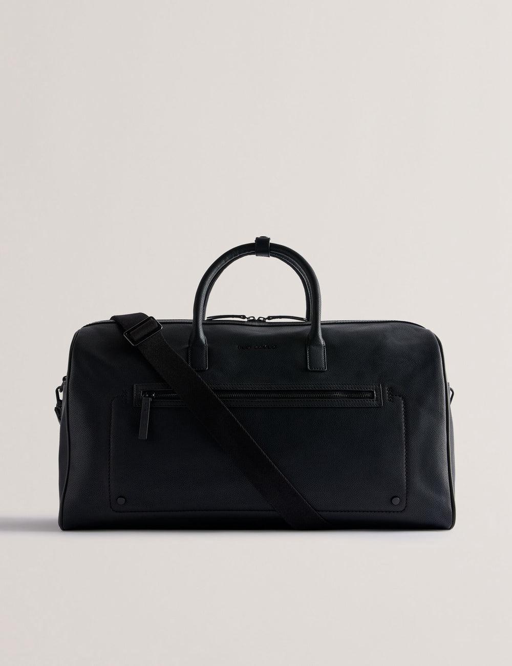Men Ted Baker LANDERS - Textured Leather Zip Pocket Holdall Bags Black | Egypt  XACTS-5376
