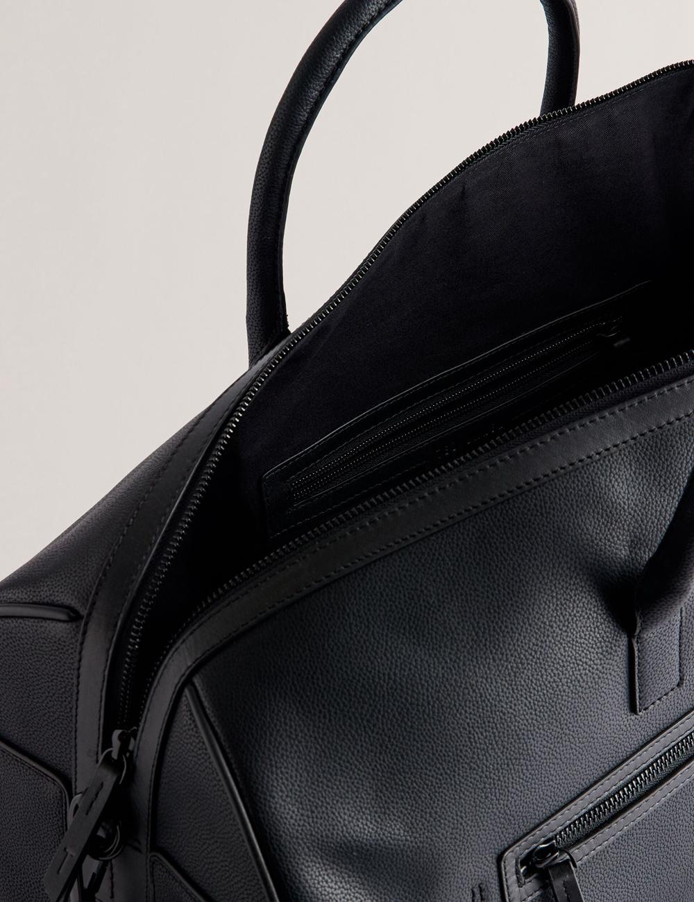 Men Ted Baker LANDERS - Textured Leather Zip Pocket Holdall Bags Black | Egypt  XACTS-5376