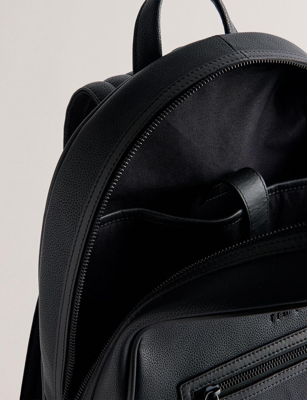 Men Ted Baker LANSEN - Textured Bonded Leather Backpacks Black | Egypt  CMJAE-4193