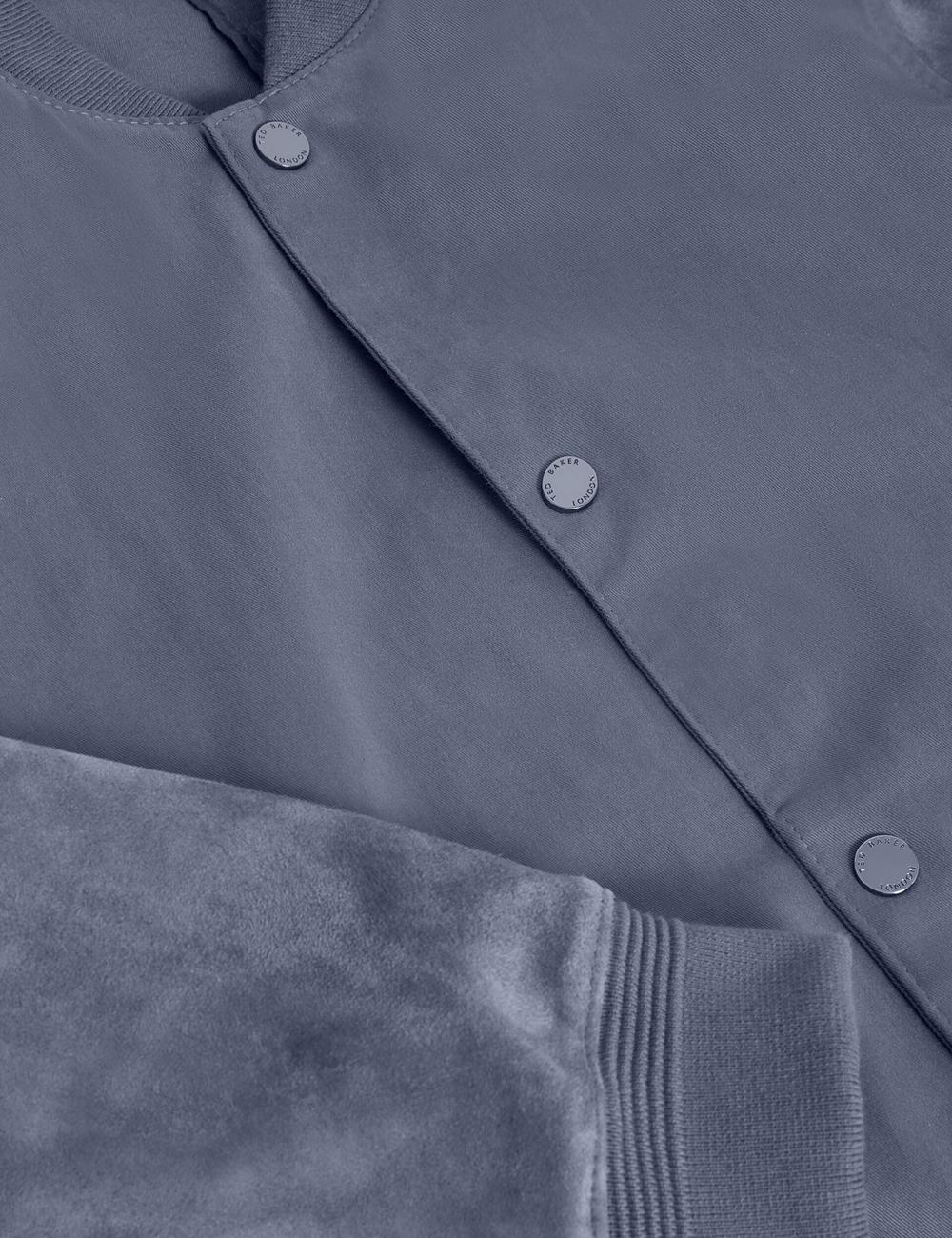 Men Ted Baker LIAMS - Cotton Twill & Suede Bomber Jackets Mid-Blue | Egypt  QURIA-2038