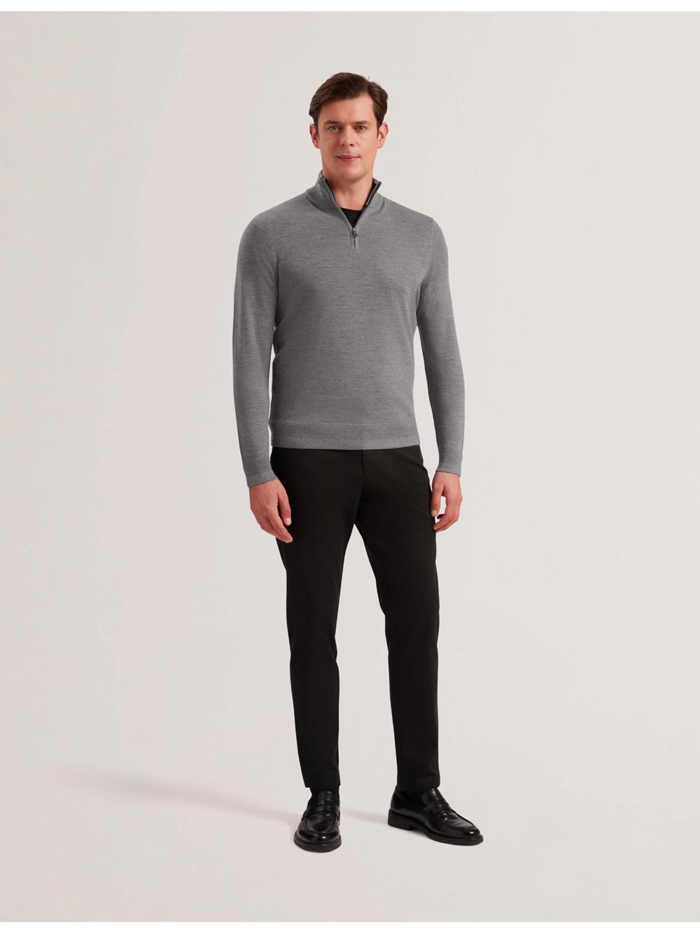 Men Ted Baker LIMEHAS - Wool Quarter Zip Funnel Neck Jumpers Charcoal | Egypt  TOKIJ-9751