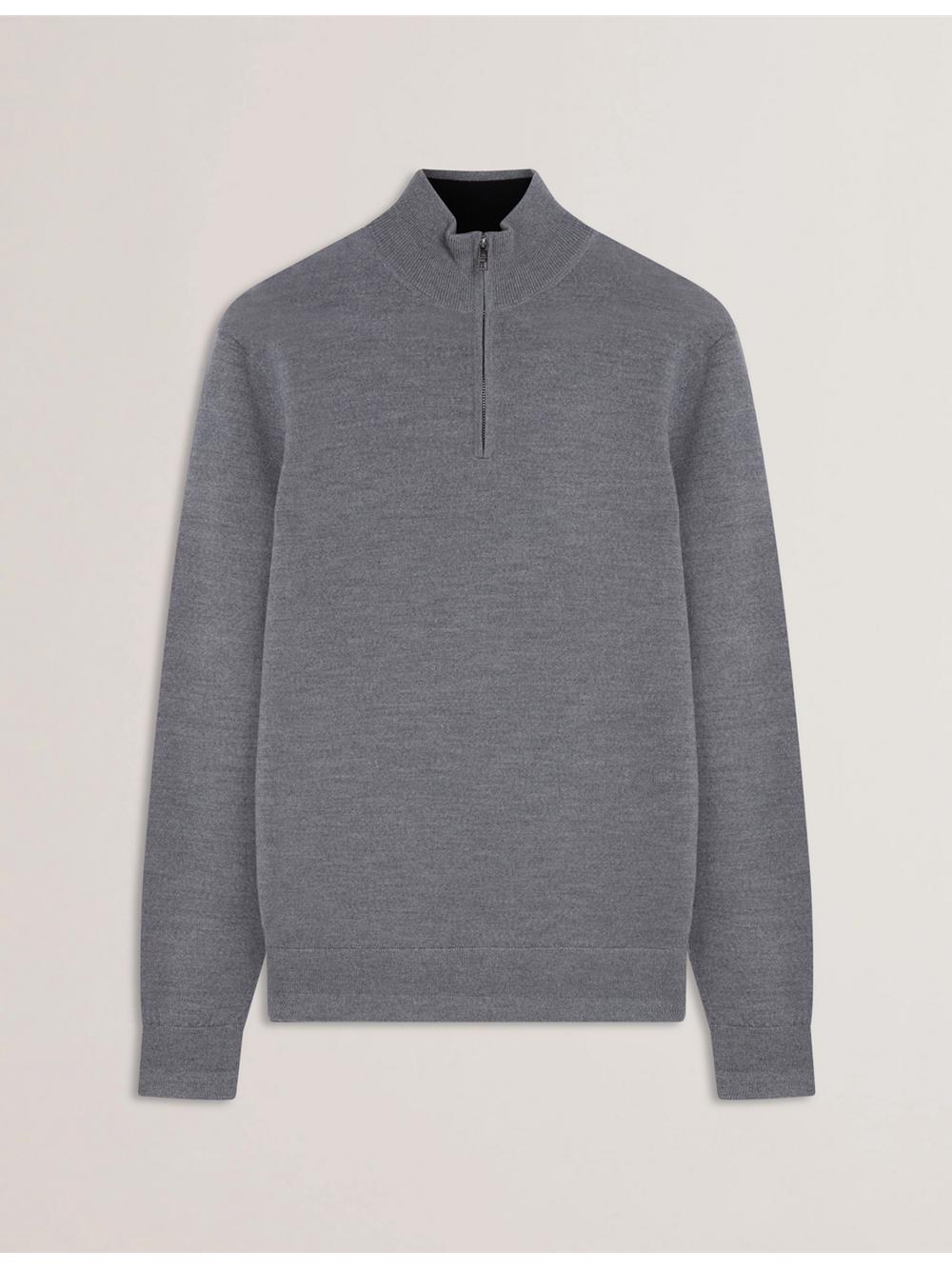 Men Ted Baker LIMEHAS - Wool Quarter Zip Funnel Neck Jumpers Charcoal | Egypt  TOKIJ-9751