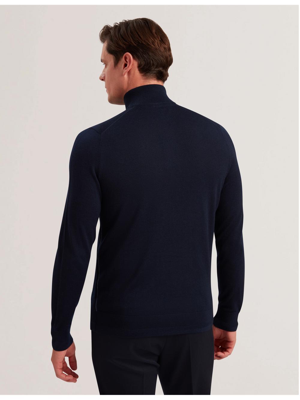 Men Ted Baker LIMEHAS - Wool Quarter Zip Funnel Neck Sweater Jumpers Navy | Egypt  DTGHC-1895