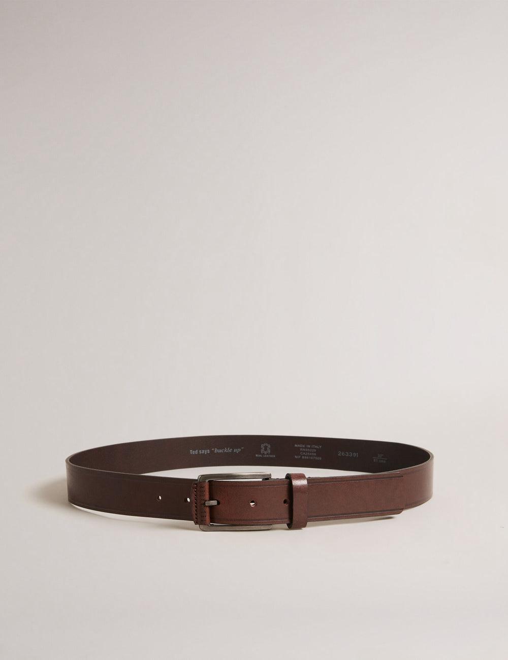 Men Ted Baker LINDED - Debossed Detail Smooth Leather Belts Brown | Egypt  RUPHN-4560