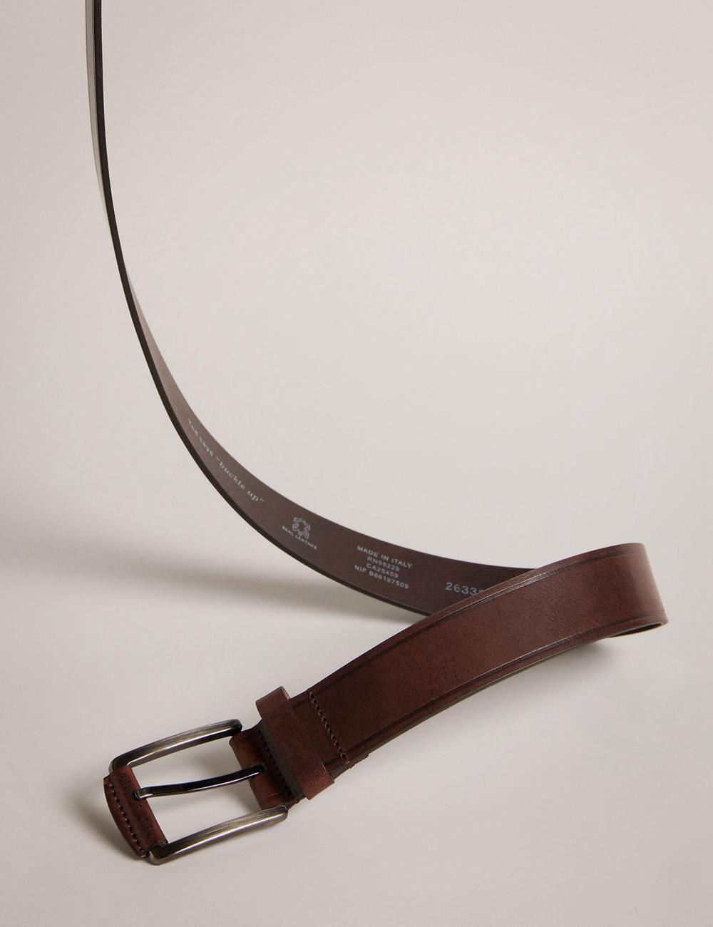 Men Ted Baker LINDED - Debossed Detail Smooth Leather Belts Brown | Egypt  RUPHN-4560