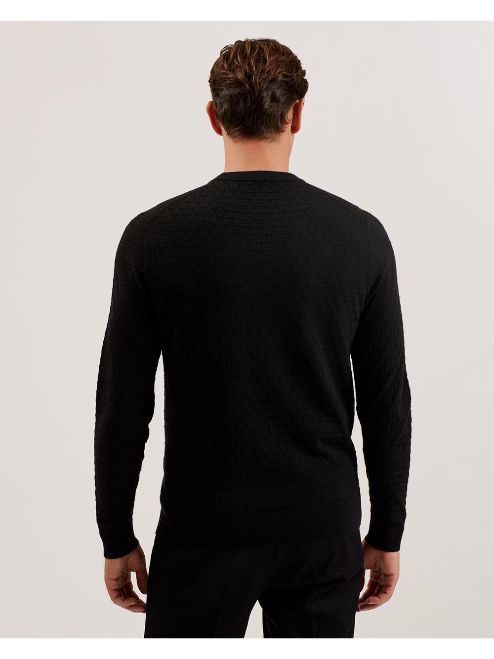 Men Ted Baker LOUNG - Textured T Knit Crew Neck Jumpers Black | Egypt  PELYD-1394
