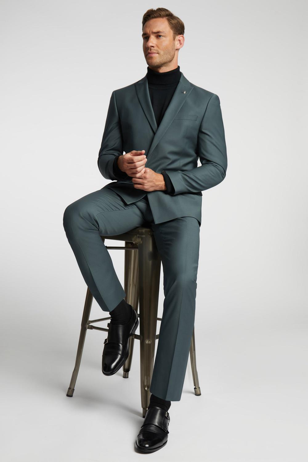 Men Ted Baker LUNANTS - Wool Blend Slim Suit Trousers Green | Egypt  QWBSA-7025
