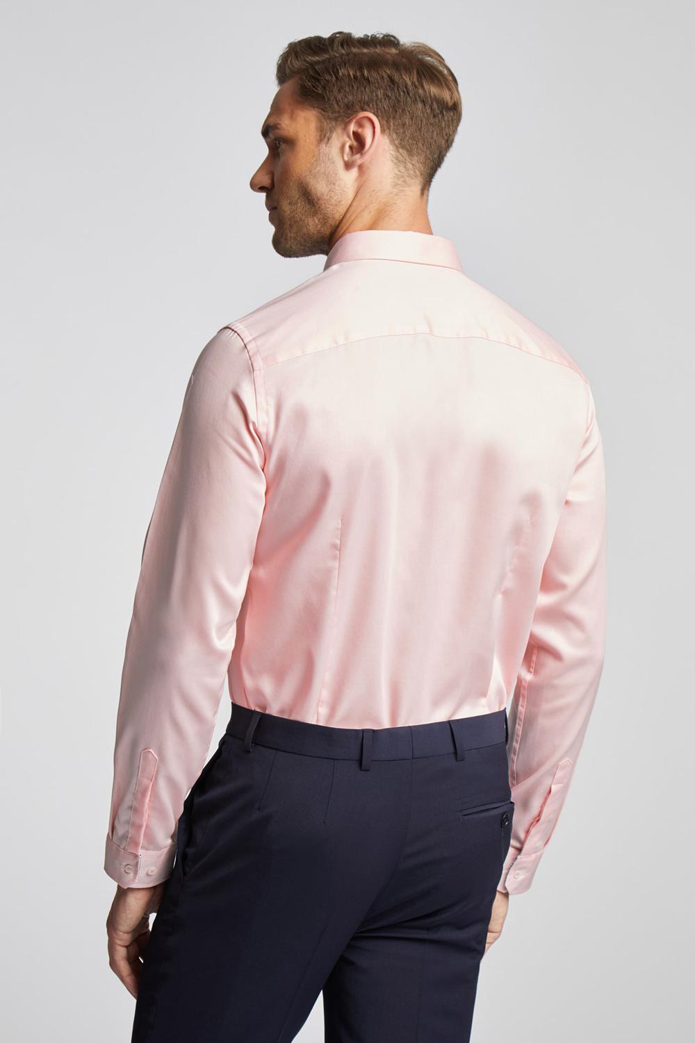 Men Ted Baker MAELOR - Slim Fit Sateen Cotton Formal Shirts Pink | Egypt  COLYU-7039