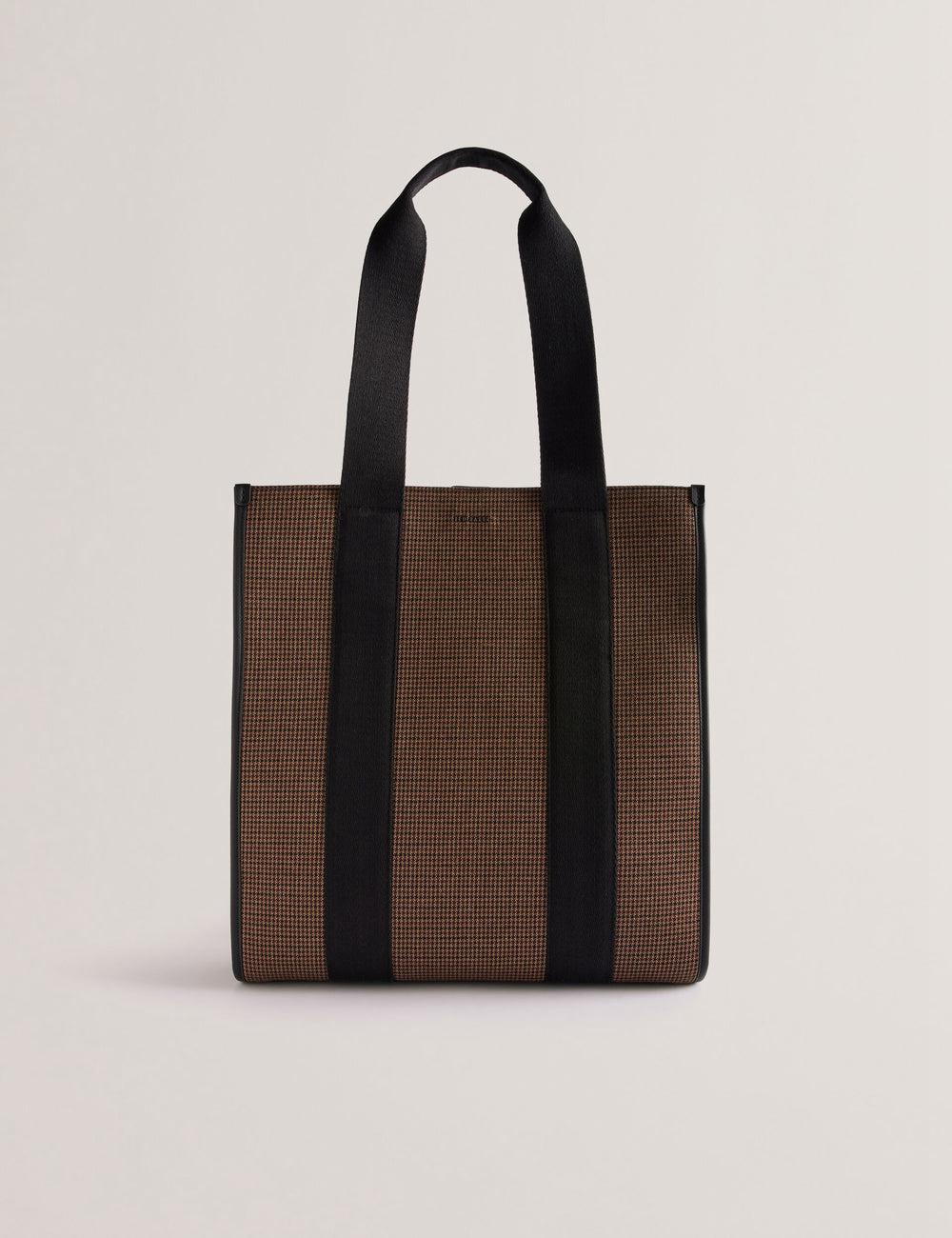Men Ted Baker MALLICK - Check Wool Blend Tall Tote Bags Black | Egypt  QWFXJ-1342