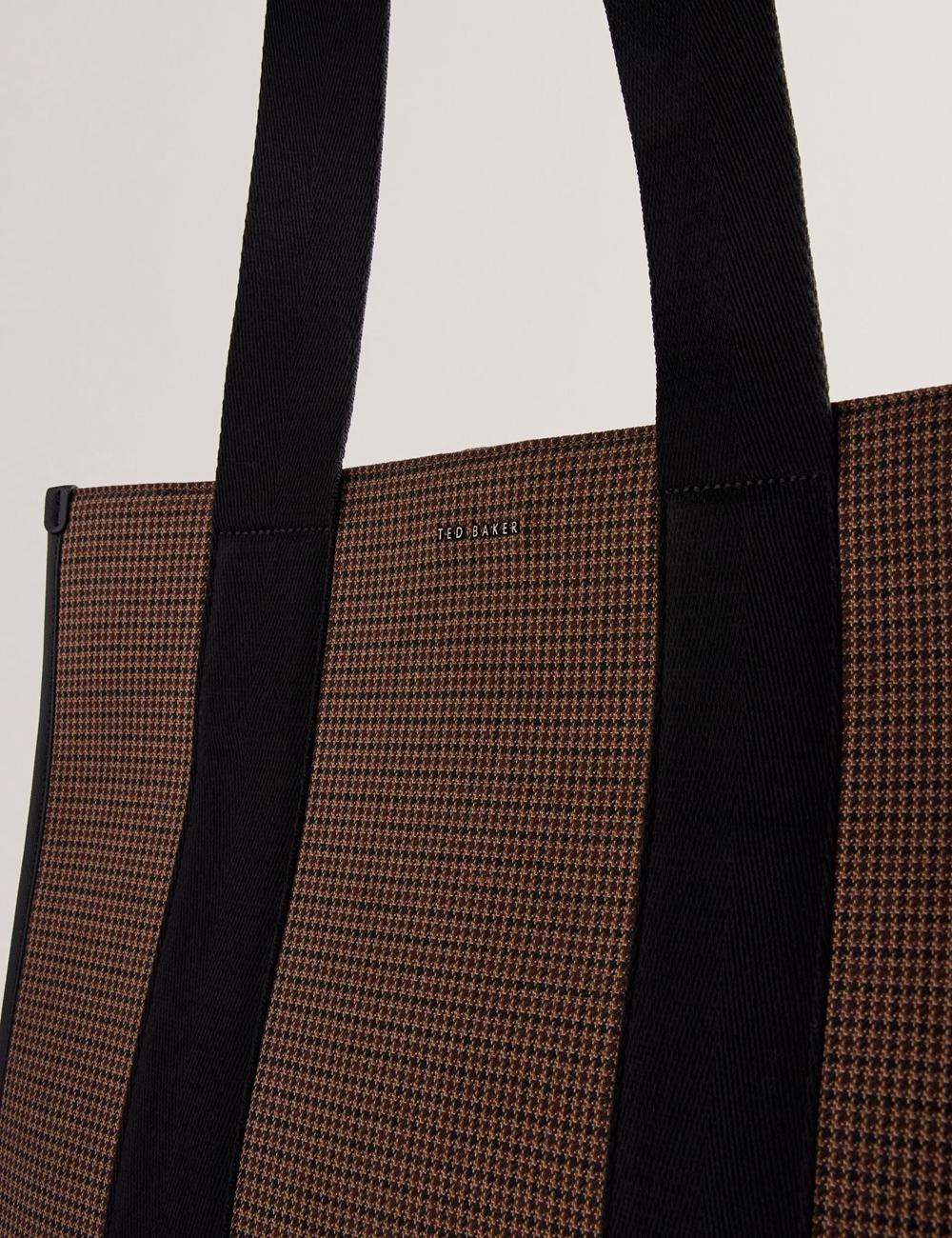 Men Ted Baker MALLICK - Check Wool Blend Tall Tote Bags Black | Egypt  QWFXJ-1342
