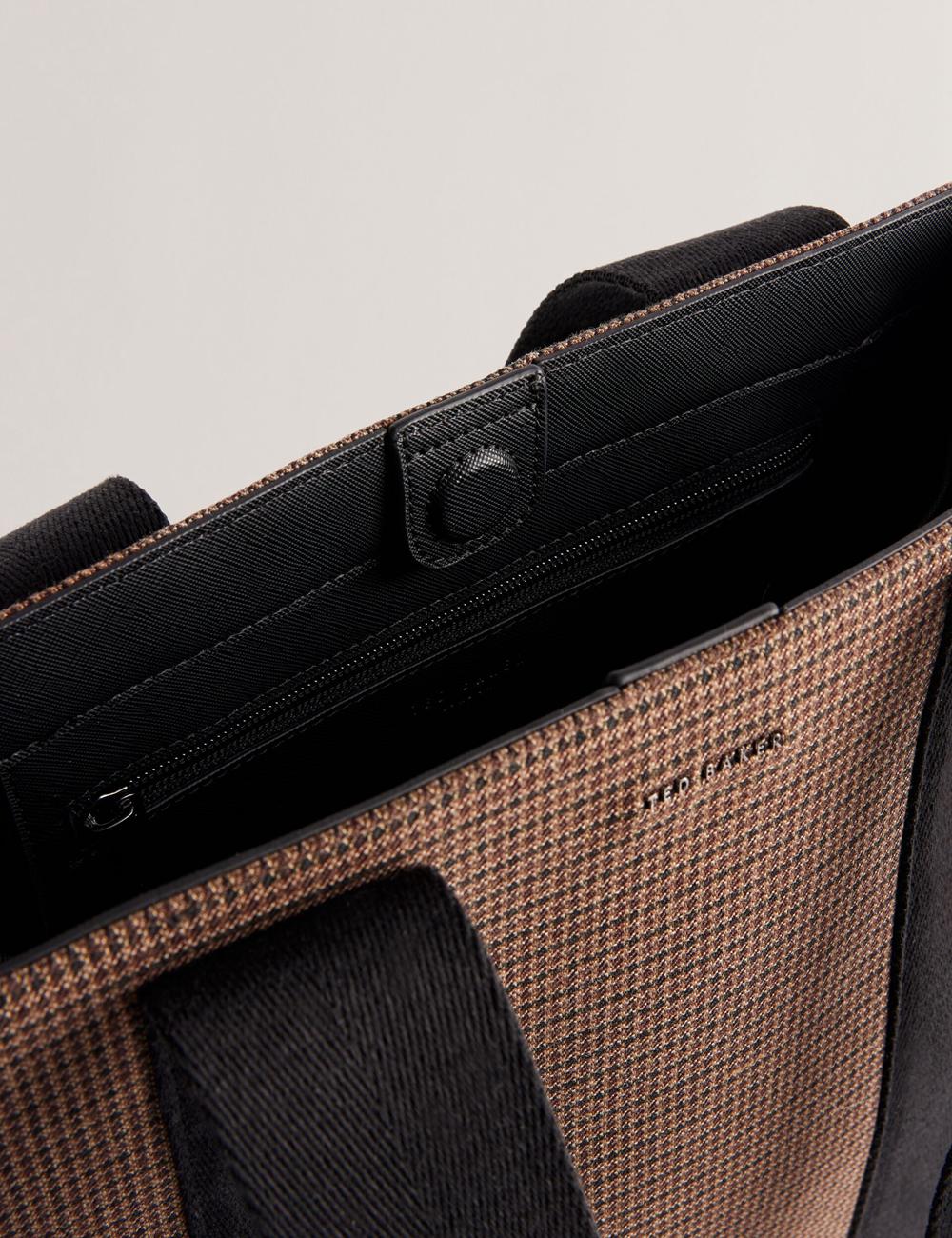 Men Ted Baker MALLICK - Check Wool Blend Tall Tote Bags Black | Egypt  QWFXJ-1342