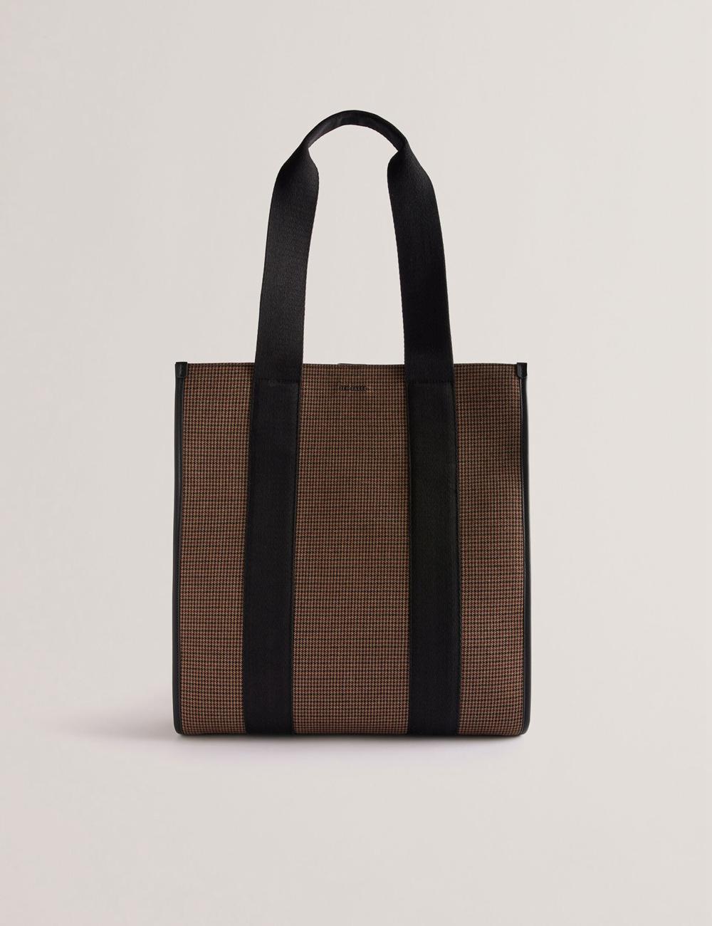 Men Ted Baker MALLICK - Check Wool Blend Tall Tote Bags Black | Egypt  QWFXJ-1342