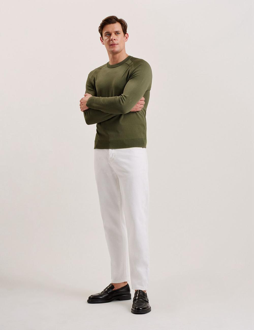 Men Ted Baker MAYWO - Saddle Shoulder Crew Neck Jumpers Khaki | Egypt  VWFMR-9012