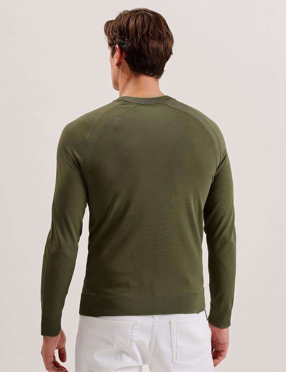 Men Ted Baker MAYWO - Saddle Shoulder Crew Neck Jumpers Khaki | Egypt  VWFMR-9012