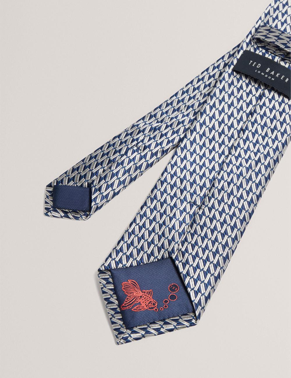 Men Ted Baker MILAK - Geometric Pattern Silk Ties Navy | Egypt  DHUAI-5673