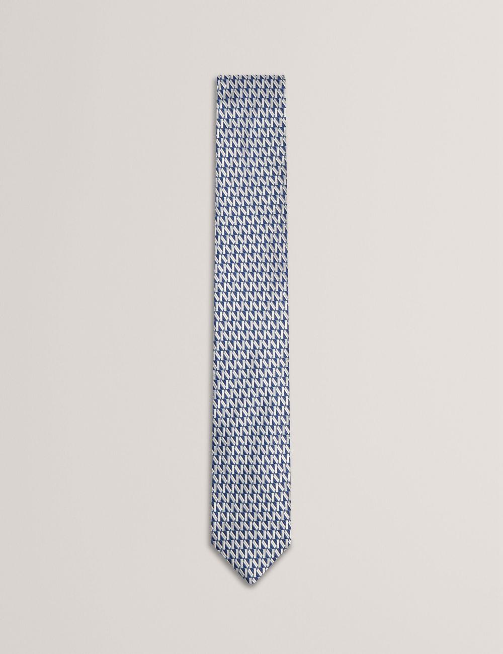 Men Ted Baker MILAK - Geometric Pattern Silk Ties Navy | Egypt  DHUAI-5673