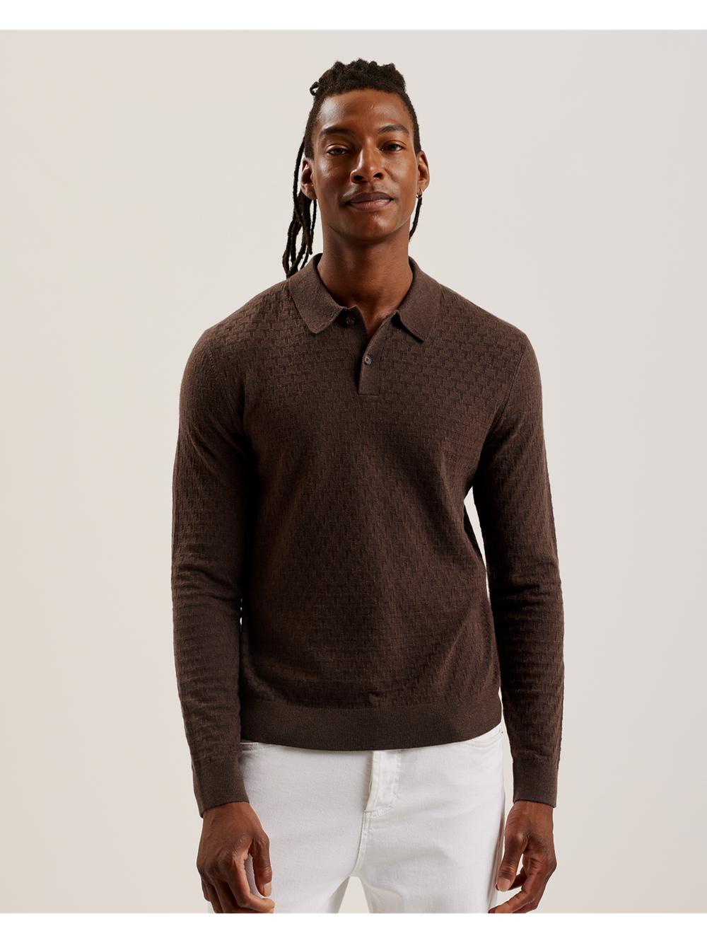 Men Ted Baker MORAR - Long Sleeve T Stitch Knitted Jumpers Dk-Brown | Egypt  ZAJEK-0479