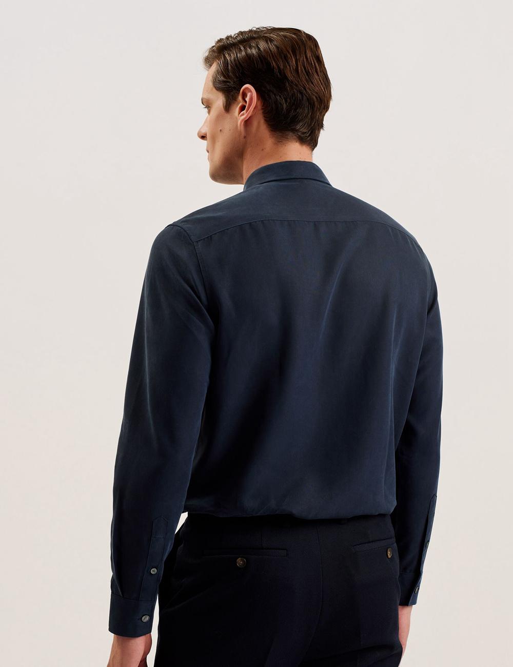 Men Ted Baker NESSMEN - Embroidered Detail Relaxed Fit Casual Shirts Navy | Egypt  UMXFK-0597