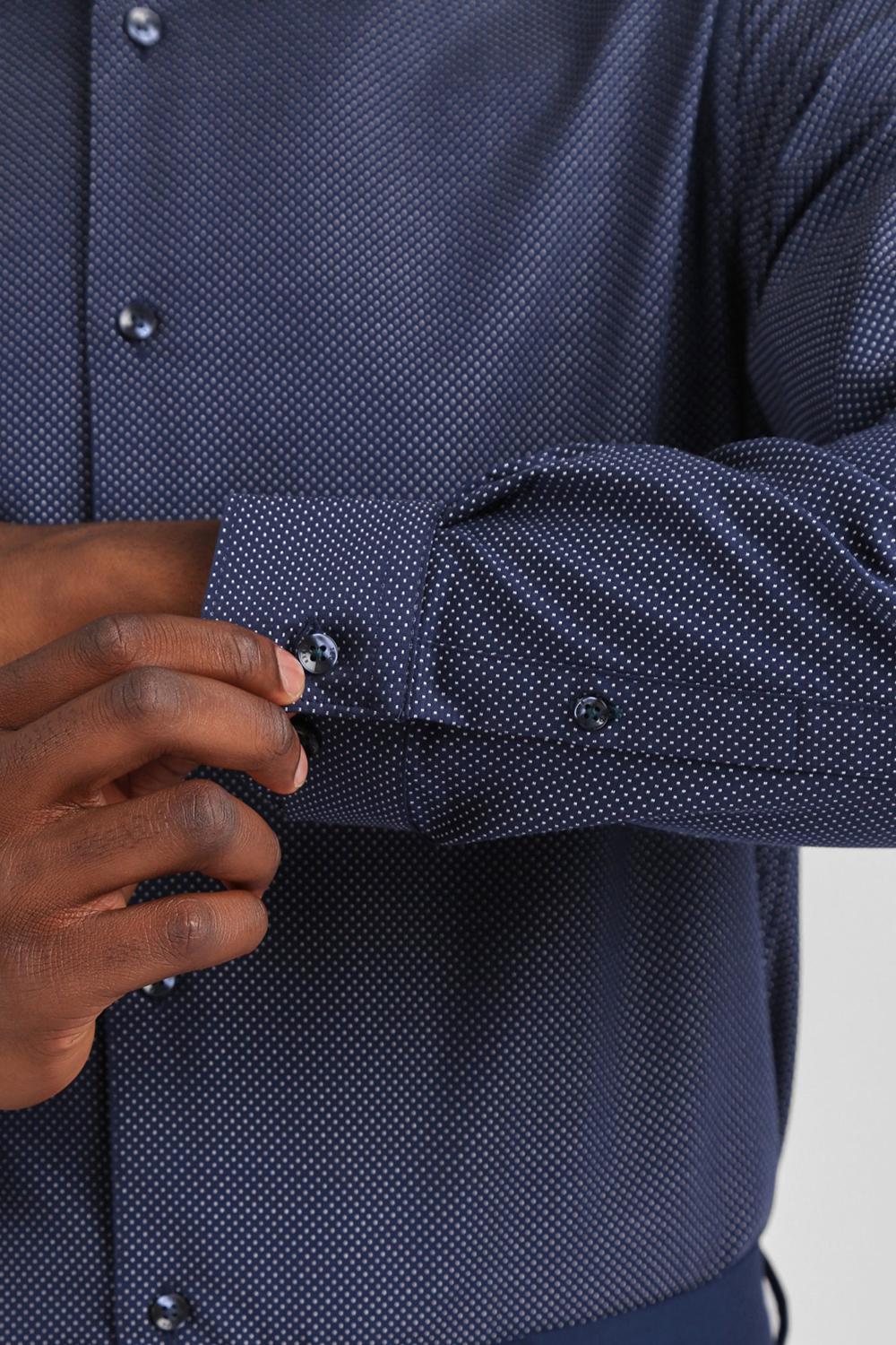 Men Ted Baker ODAIR - Pin Dot Slim Fit Cotton Formal Shirts Navy | Egypt  MNGCX-6802