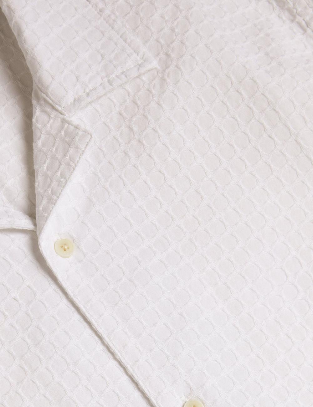 Men Ted Baker OISE - Textured Grid Cotton Short Sleeve Casual Shirts White | Egypt  HRWQF-1783