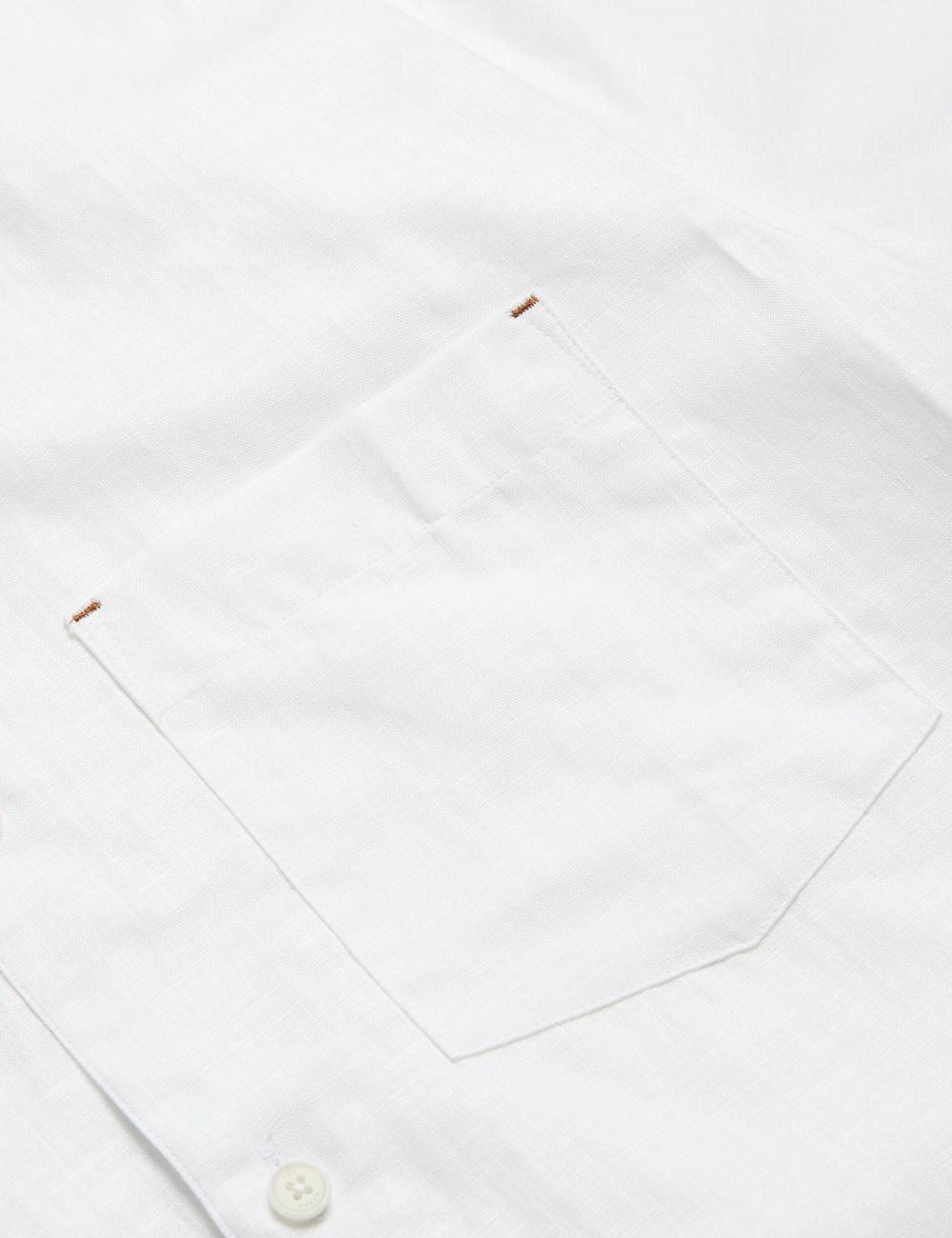 Men Ted Baker PALOMAS - Short Sleeve Textured Linen Cotton Casual Shirts White | Egypt  QDNSR-4879