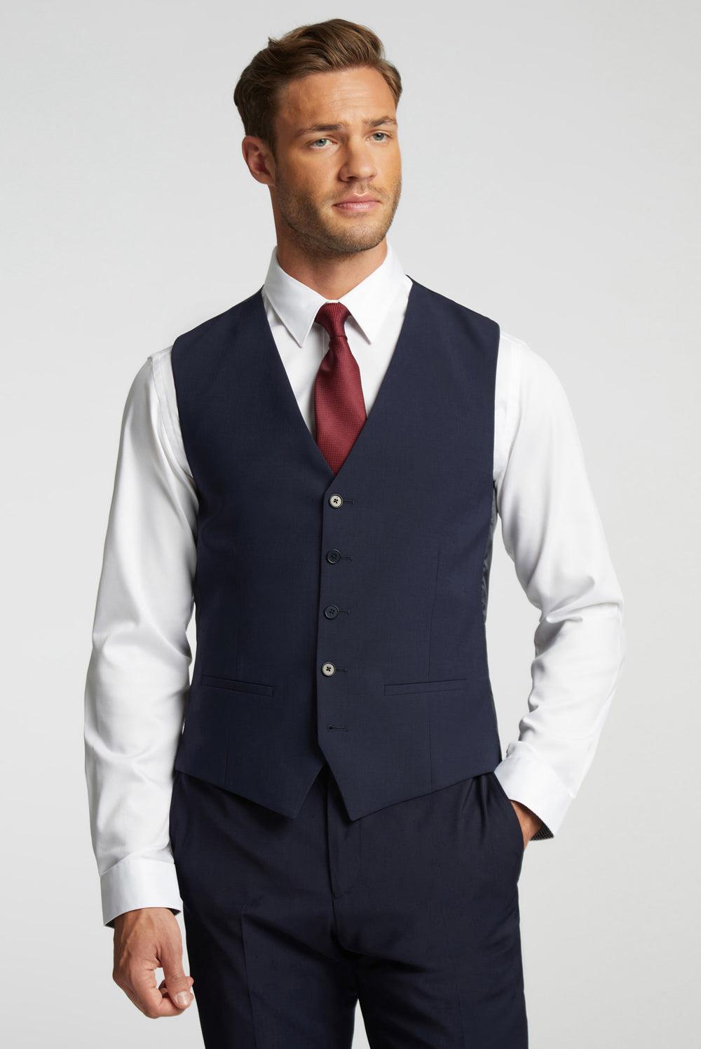 Men Ted Baker PANAMA - Wool Blend Slim Fit Suit Waistcoat Navy | Egypt  OIAKS-1475