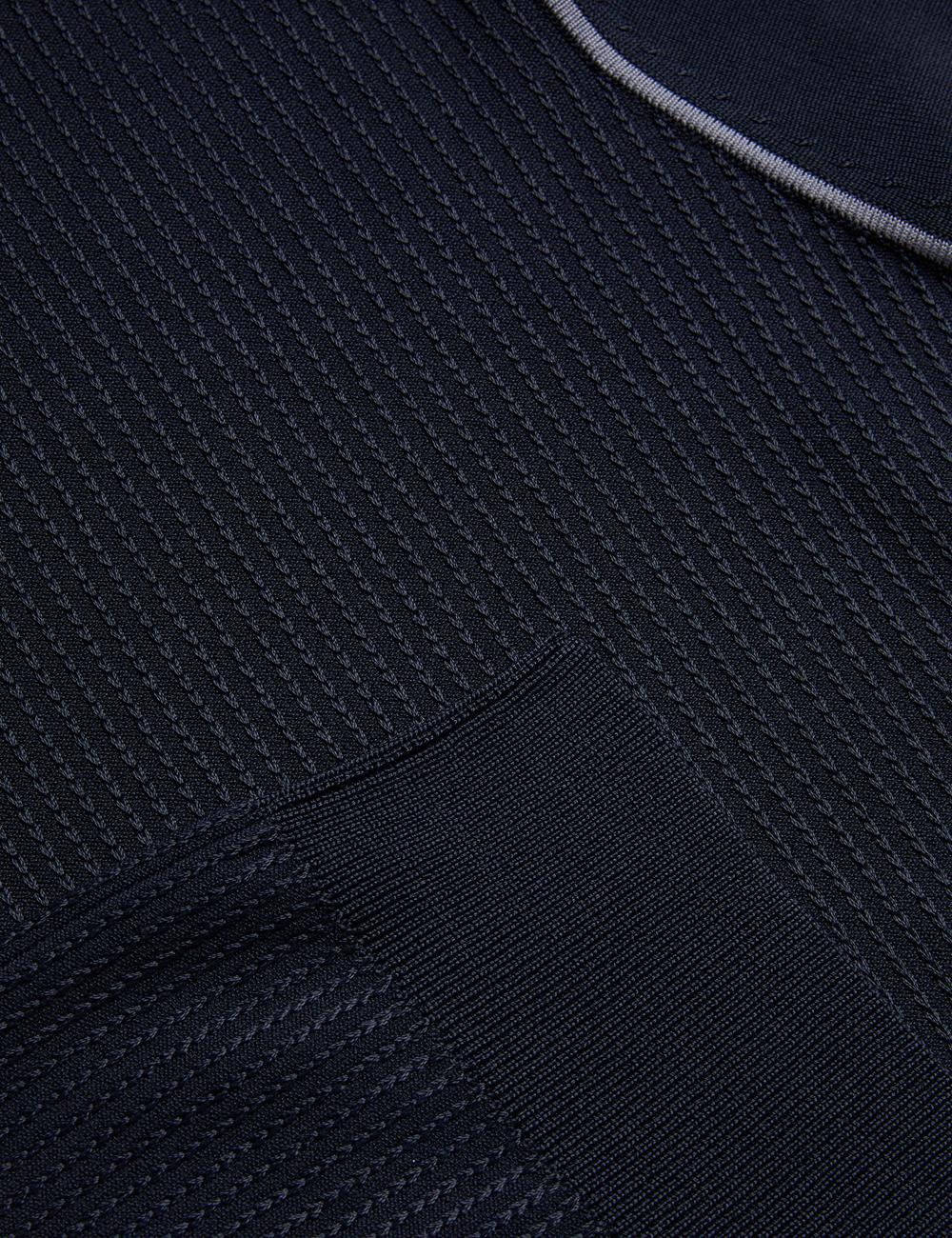 Men Ted Baker PAXTO - Textured Zip With Striped Collar Polos Shirts Navy | Egypt  FCTAR-3486