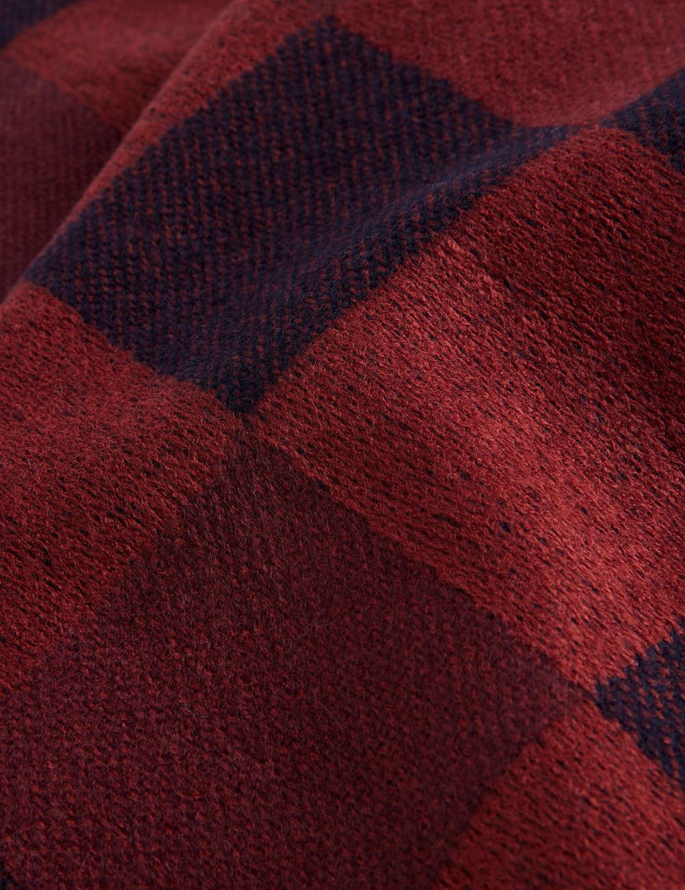Men Ted Baker PETERRR - Block Check With Fringe Trim Woven Scarves Oxblood | Egypt  KBOVH-3418