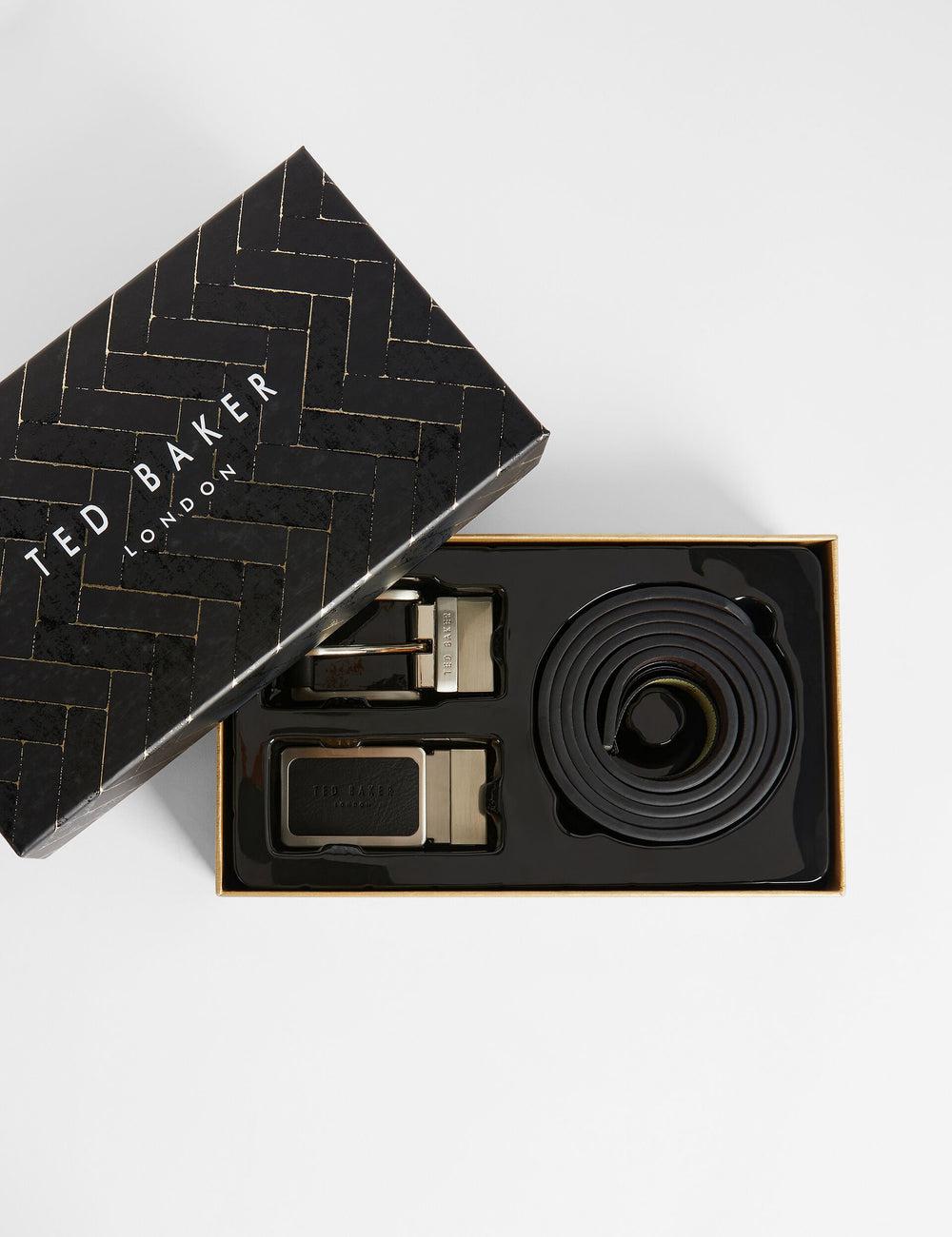 Men Ted Baker RATE - Faux Leather Belt Gift Set Belts Black | Egypt  XUIAF-8320