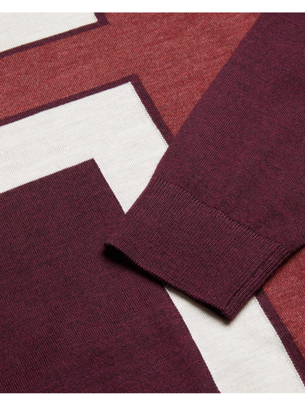 Men Ted Baker ROIKA - Colour Block Crew Neck Wool Jumpers Maroon | Egypt  ZCTHD-7108
