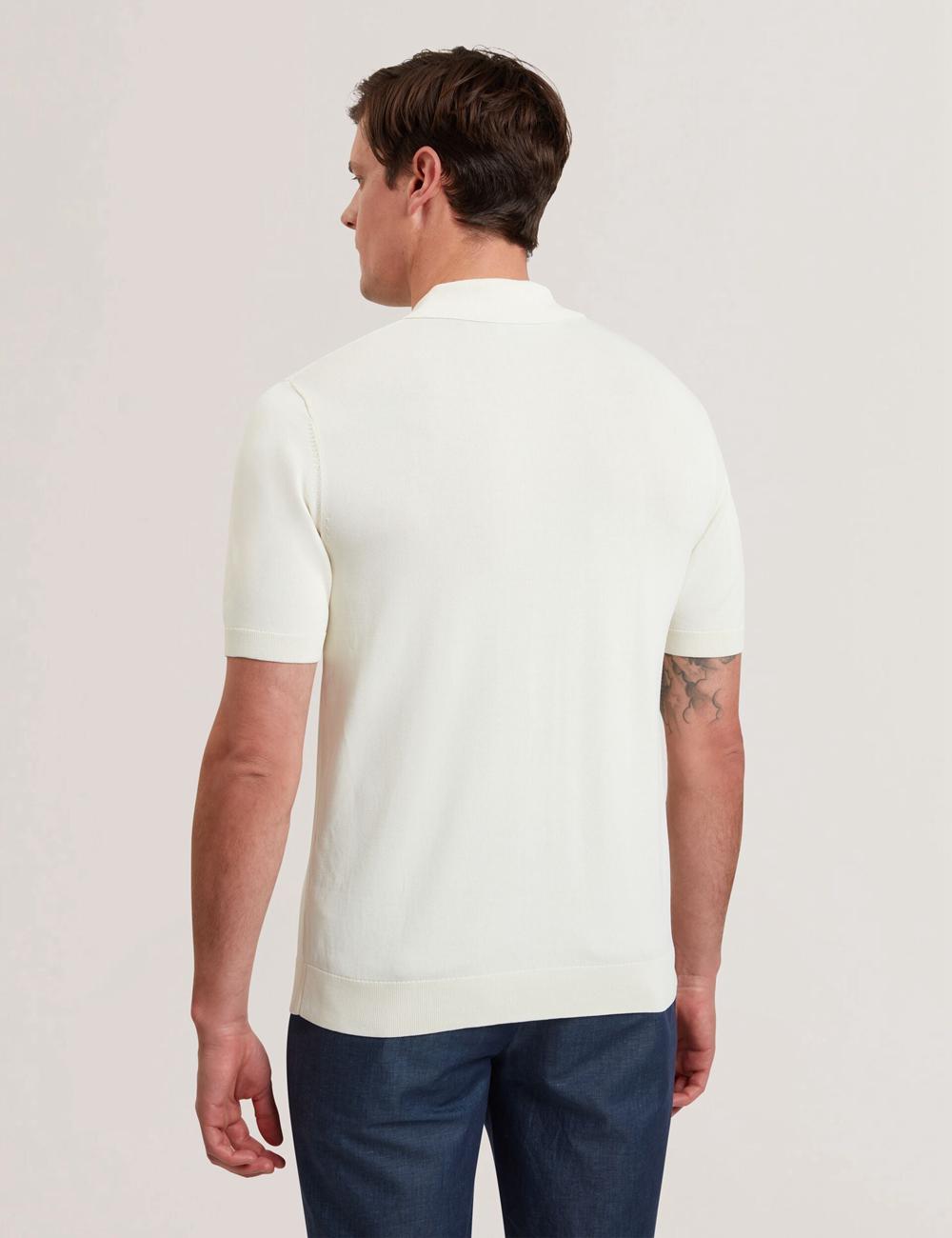 Men Ted Baker RUITS - Short Sleeve Floral Placement Polos Shirts Ecru | Egypt  VXLAY-8049