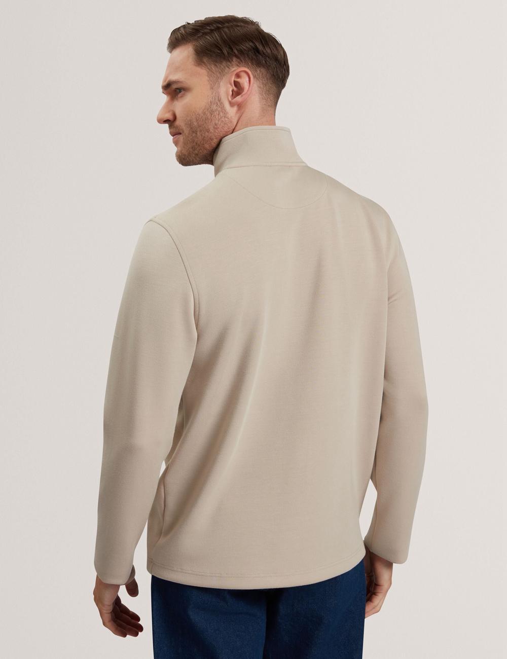 Men Ted Baker SIMONEA - Textured Panel Half-Zip Modal Sweatshirts Taupe | Egypt  EPLBK-1023
