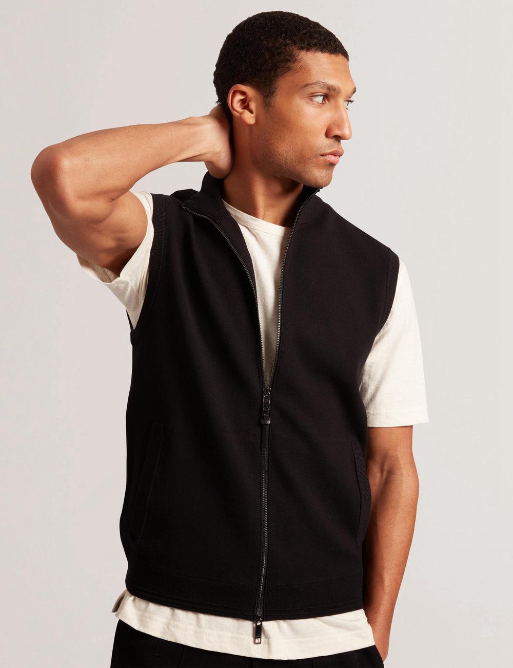Men Ted Baker TERINCE - Zip-Through Funnel Neck Gillets Black | Egypt  HJFVY-8409