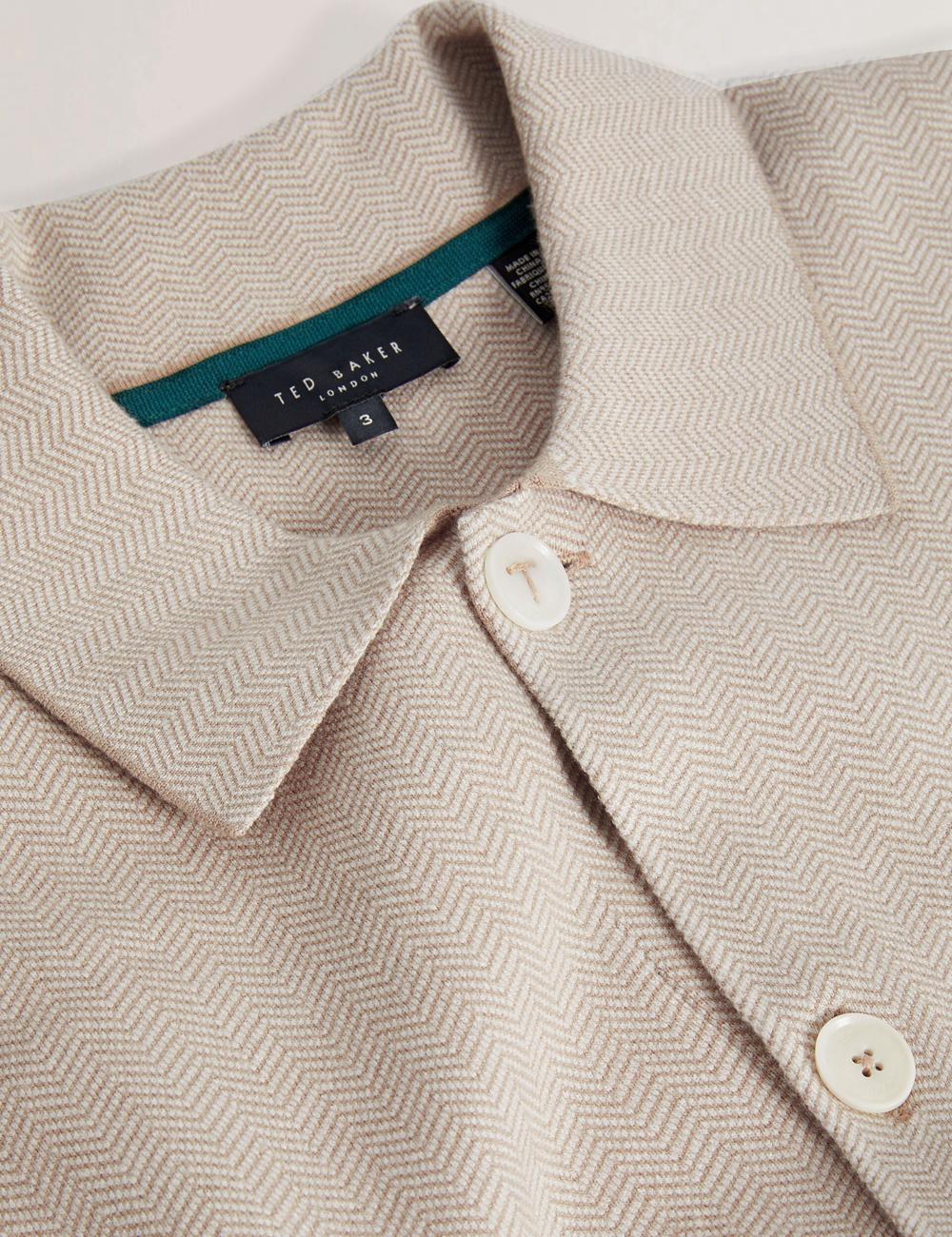 Men Ted Baker THIMON - Herringbone Knit Button-Up Jackets Taupe | Egypt  IMVZP-9475