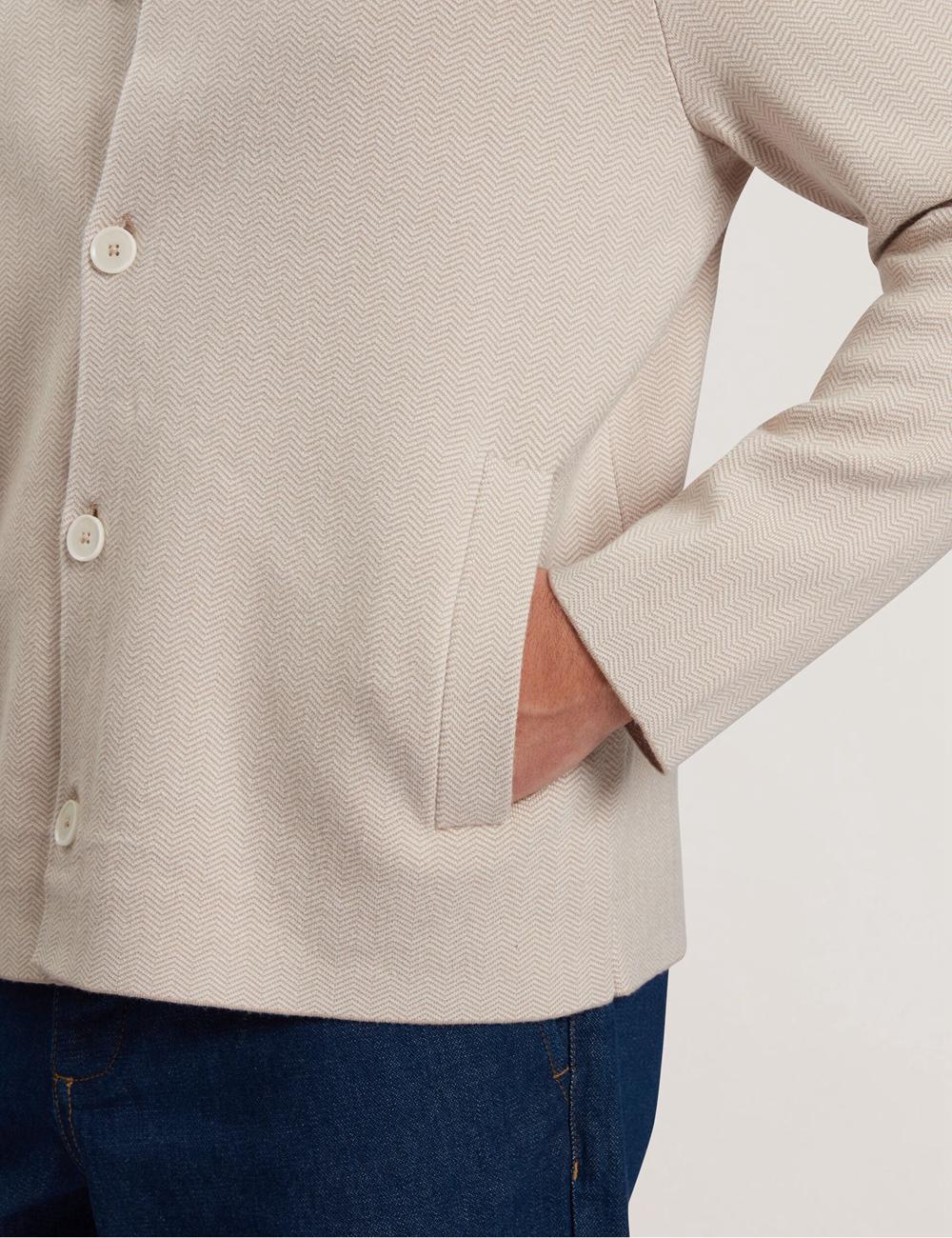 Men Ted Baker THIMON - Herringbone Knit Button-Up Jackets Taupe | Egypt  IMVZP-9475