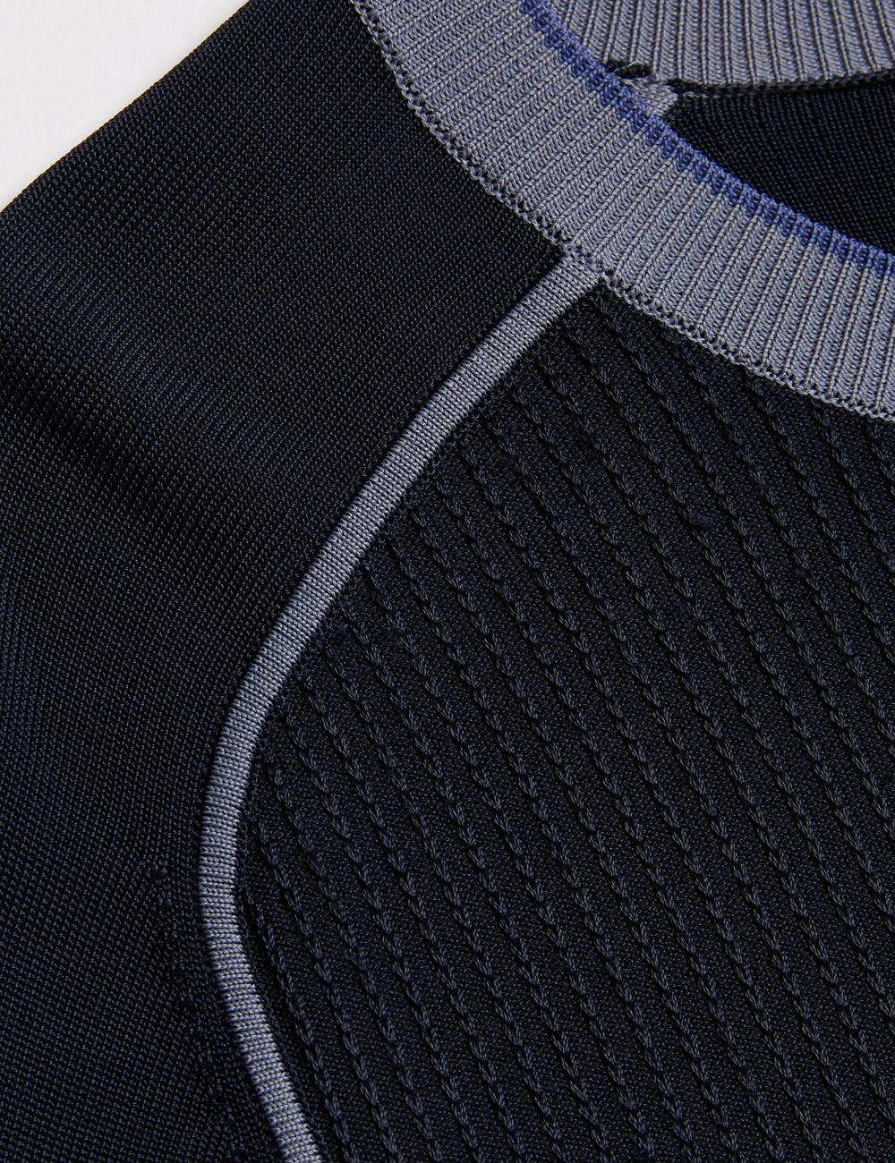 Men Ted Baker TOREZ - Long Sleeve Textured Knit Top Jumpers Navy | Egypt  CUXNE-2976