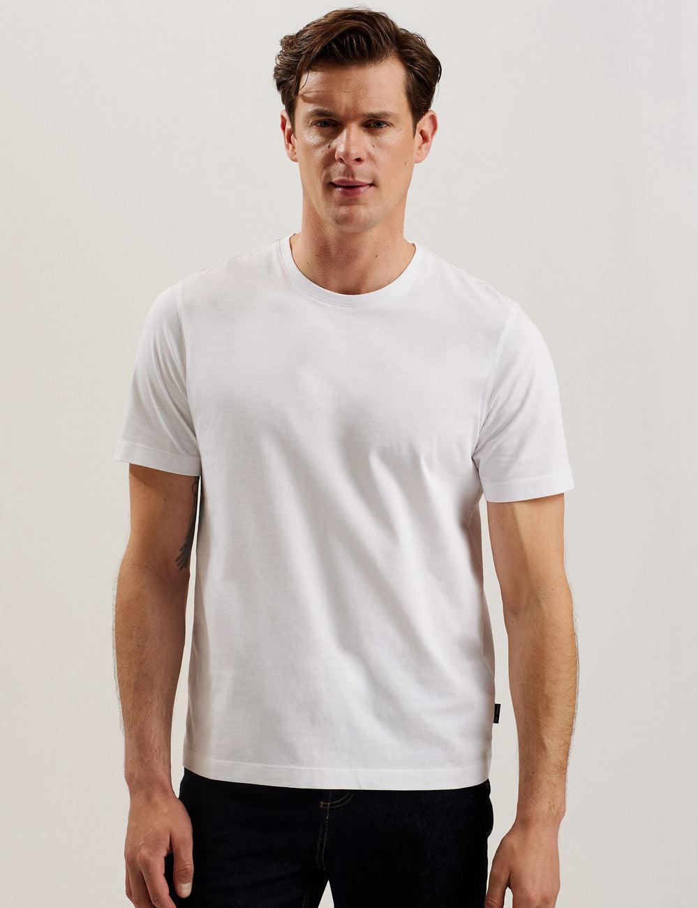 Men Ted Baker TYWINN - Classic Crew Neck Cotton T-Shirts White | Egypt  CMJTY-5780