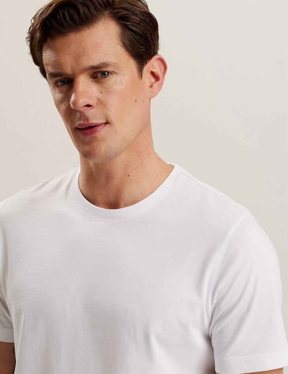 Men Ted Baker TYWINN - Classic Crew Neck Cotton T-Shirts White | Egypt  CMJTY-5780