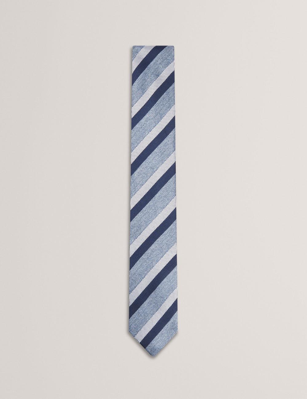 Men Ted Baker WEISMUL - Textured Mixed Stripe Silk Ties Navy | Egypt  RJGNU-5038