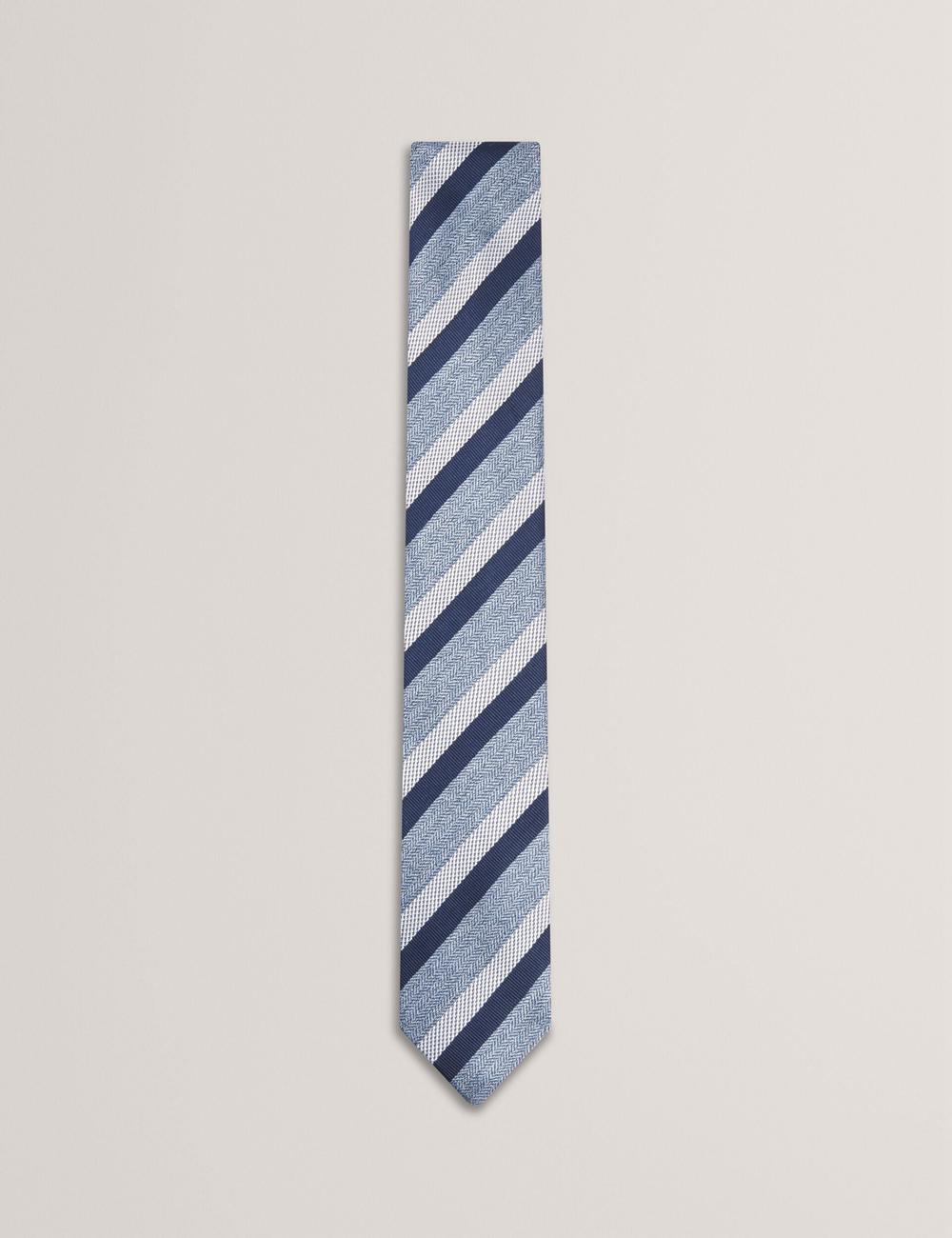 Men Ted Baker WEISMUL - Textured Mixed Stripe Silk Ties Navy | Egypt  RJGNU-5038