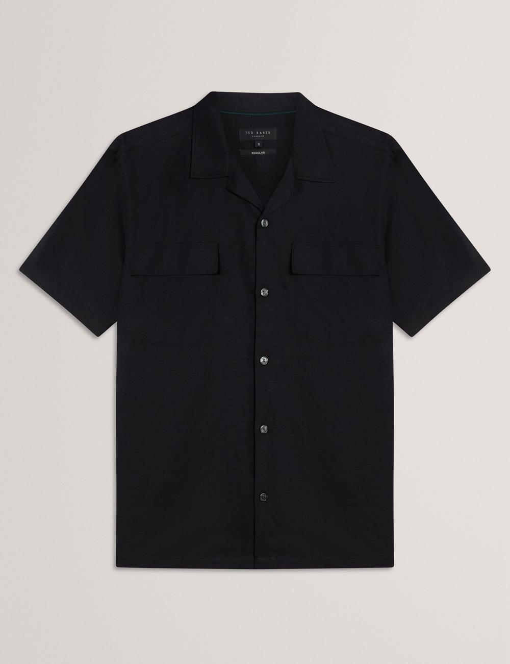 Men Ted Baker WHETHER - Short Sleeve Regular Fit Double Pocket Casual Shirts Black | Egypt  RYAOB-5169