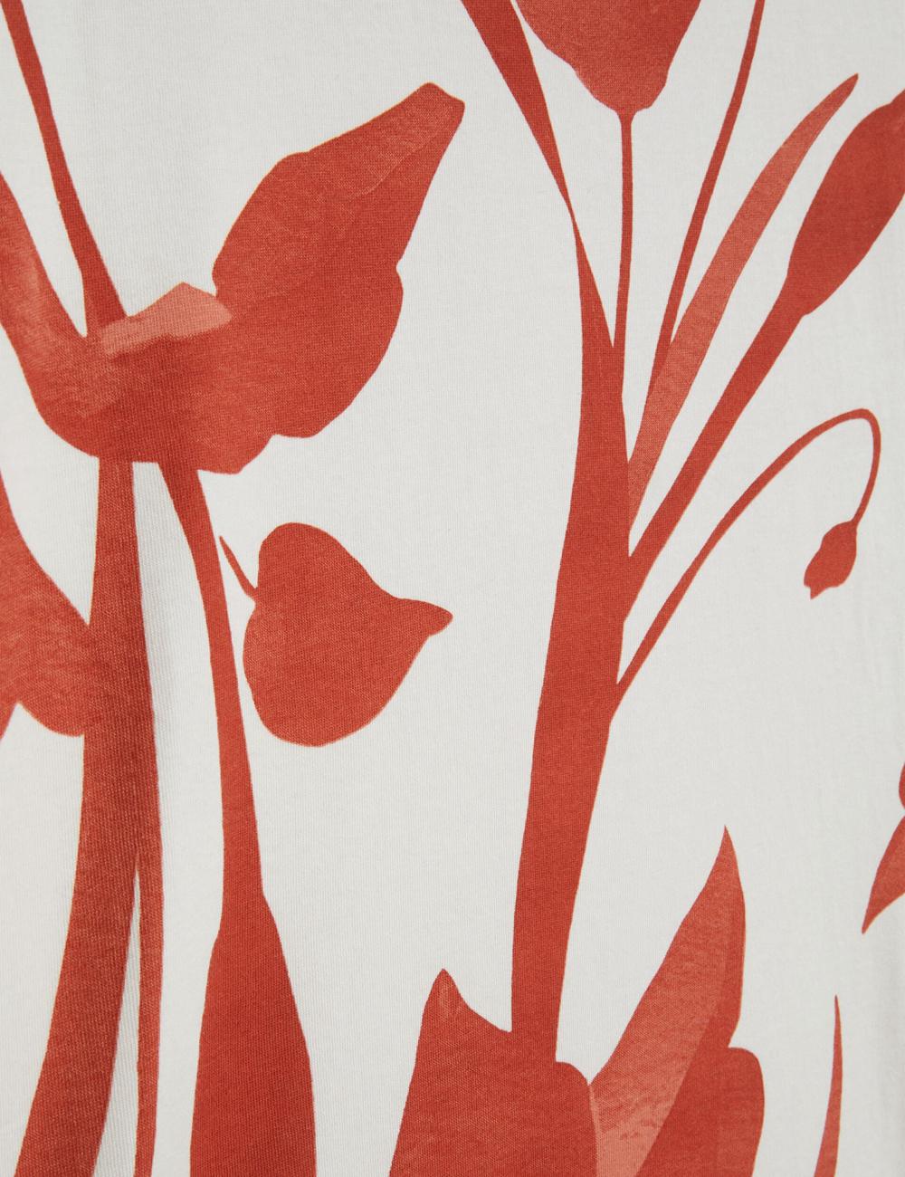 Men Ted Baker YIANNOS - Floral Print Heavyweight Cotton T-Shirts Red | Egypt  CKXON-8064