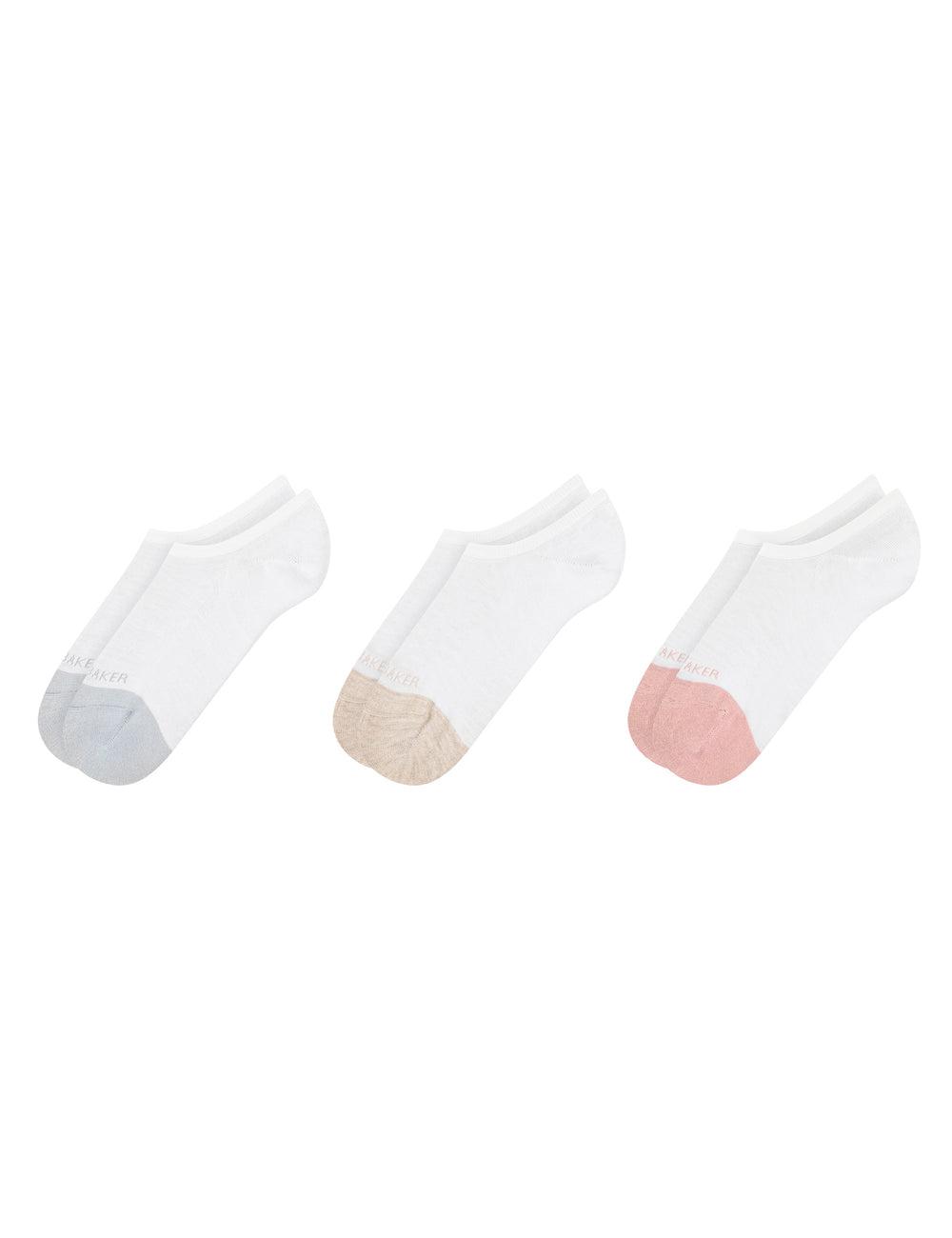 Women Ted Baker 3 Pack Contrast Toe Liner Trainer Socks White | Egypt  XCDGU-3498