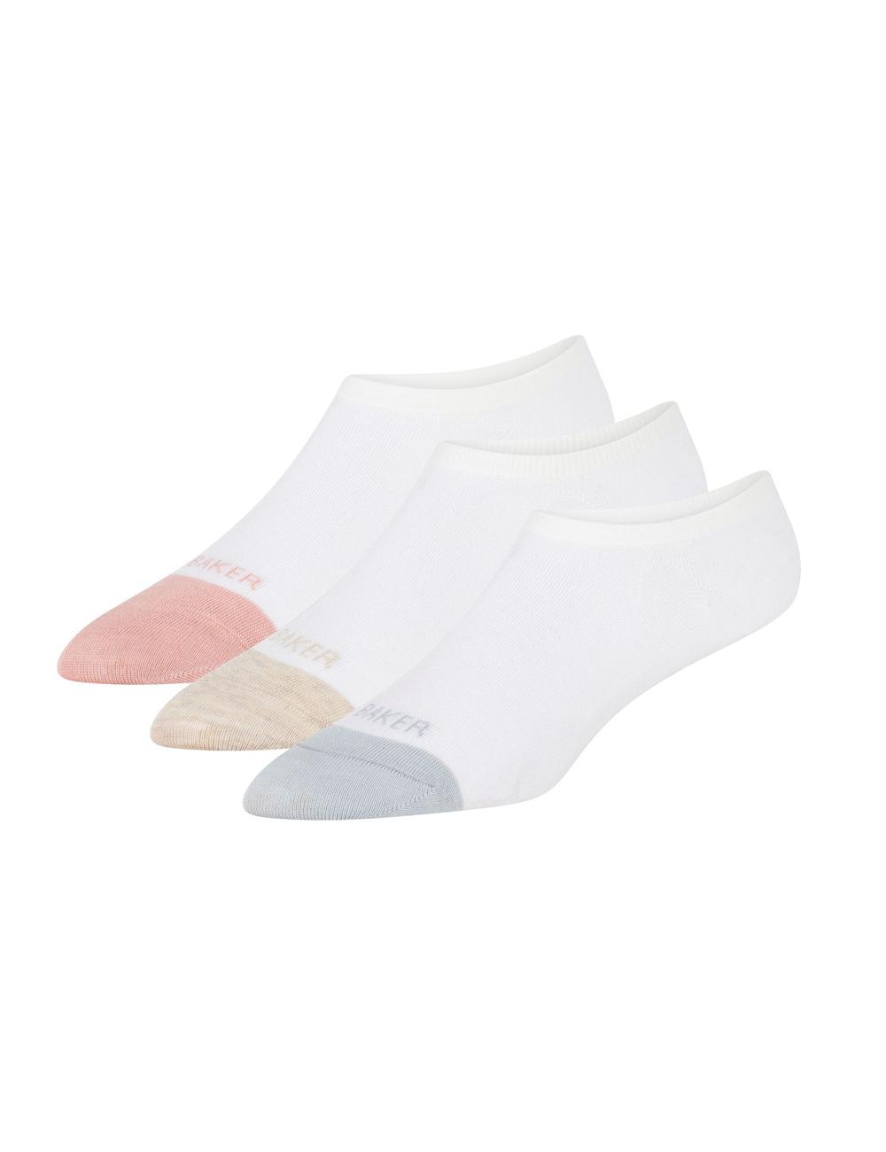 Women Ted Baker 3 Pack Contrast Toe Liner Trainer Socks White | Egypt  XCDGU-3498