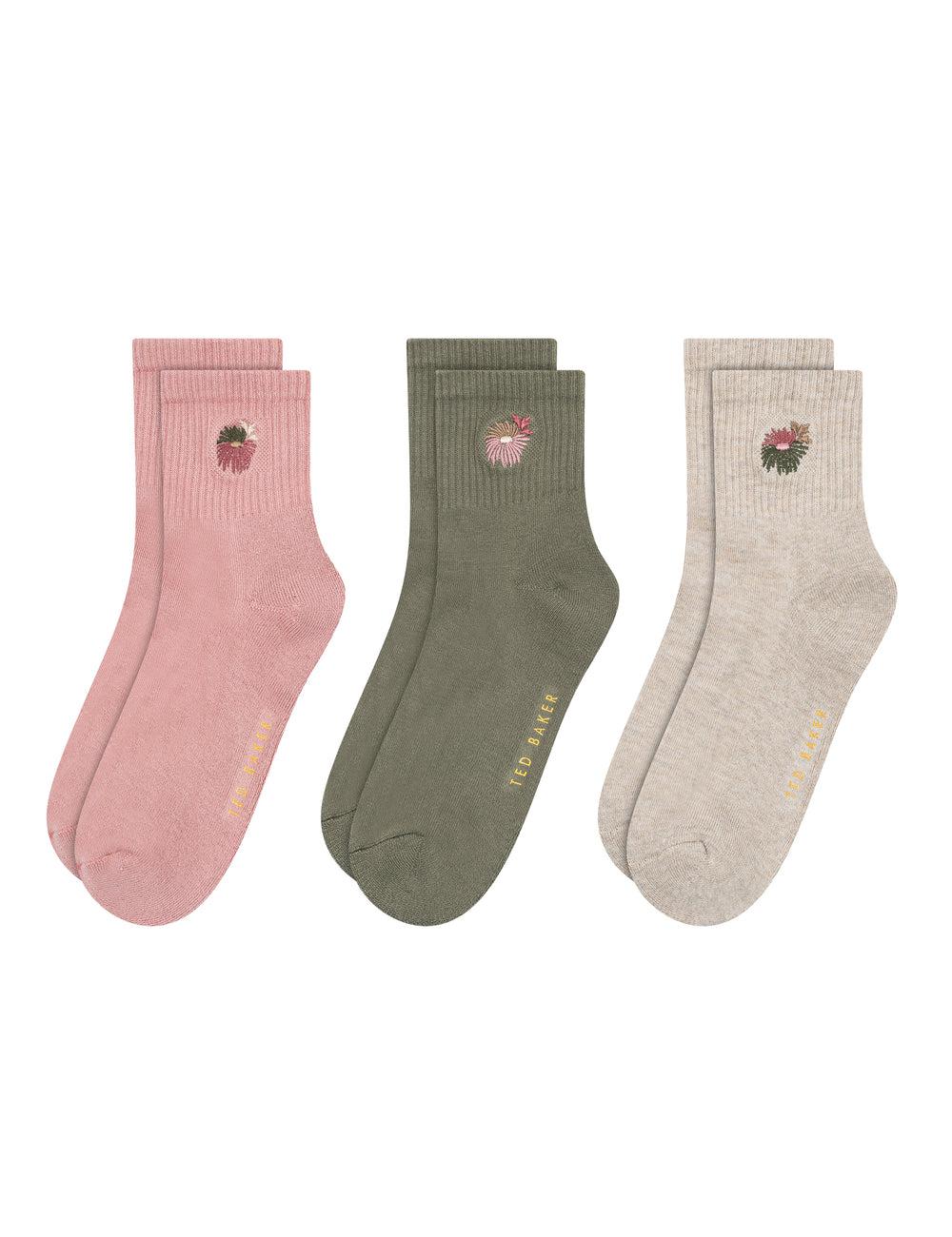 Women Ted Baker 3 Pack Cushioned Sole High Ankle Crew Socks Pink | Egypt  HOYIZ-1863