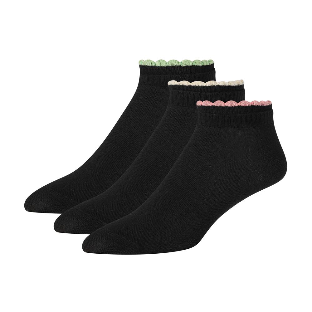 Women Ted Baker 3 Pack Scalloped Low Cut Ankle Socks Black | Egypt  BYRUV-8371