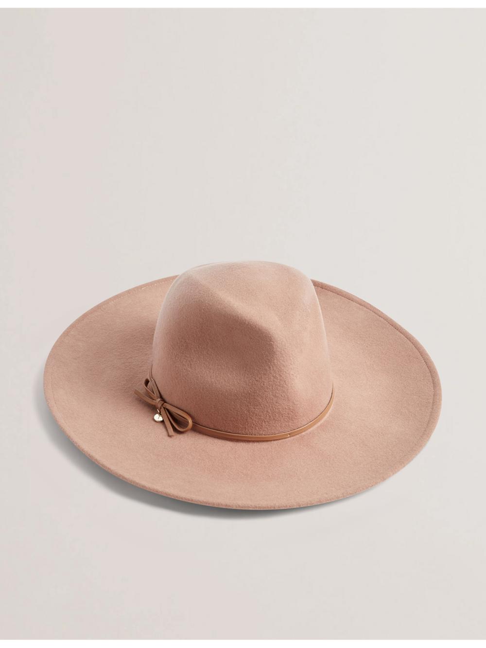 Women Ted Baker ABBIIIO - Bow Detail Pure Wool Fedora Hats Tan | Egypt  MZKON-6421