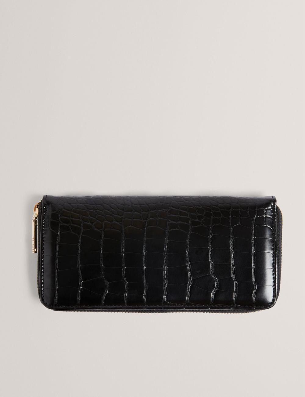 Women Ted Baker ABBYYI - Croc Effect Slim Travel Jewellery Case Wash Bags Black | Egypt  FBVRU-9057