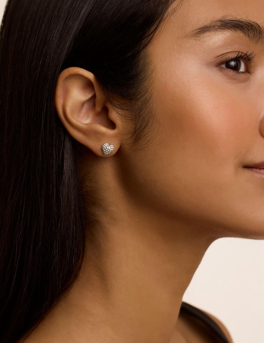 Women Ted Baker ADORAA - Crystal Heart Stud Earrings Silver | Egypt  FIMLT-1374